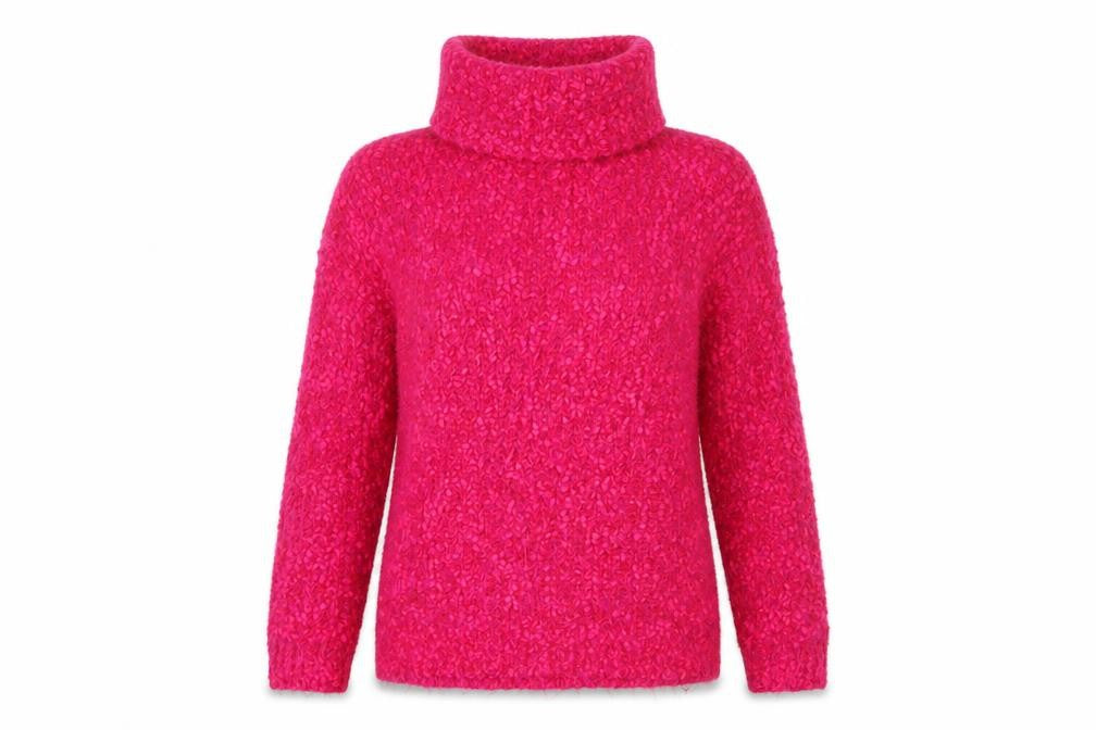 Marks and Spencer Women's Pink Roll Neck Chunky Knit Jumper XS