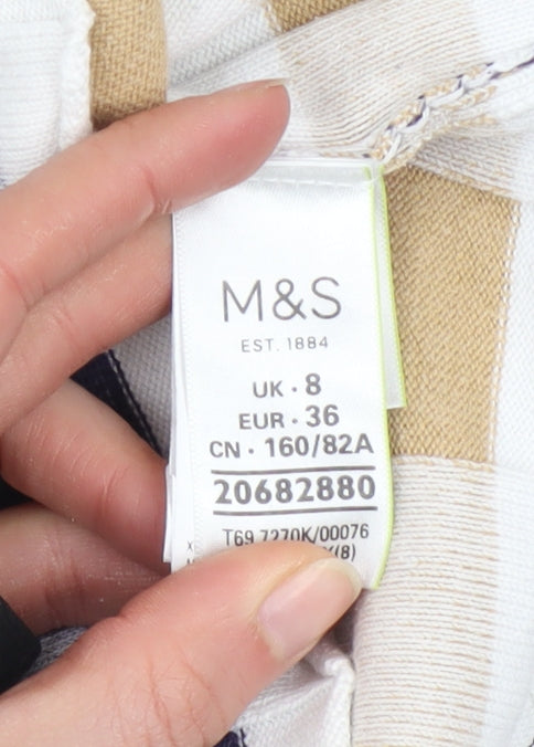 Marks and Spencer Women's Multicoloured Check Off Shoulder Jumper Size 8