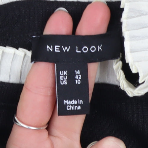 New Look Women’s Black & Cream High Neck Pullover Jumper Size 14