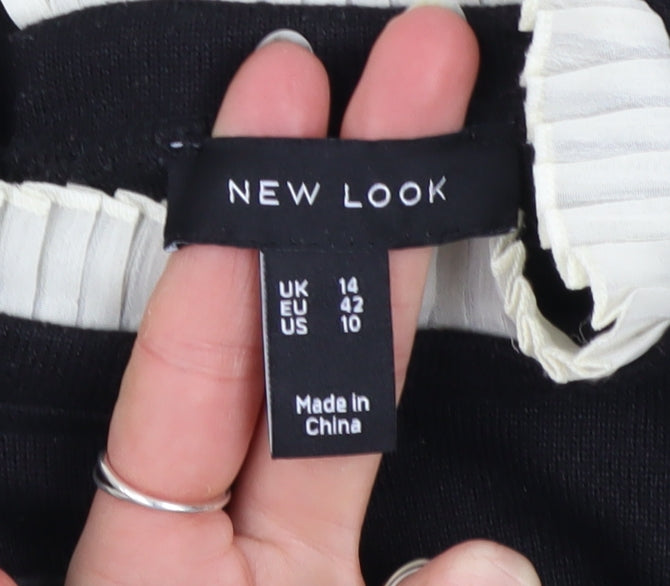 New Look Women’s Black & Cream High Neck Pullover Jumper Size 14