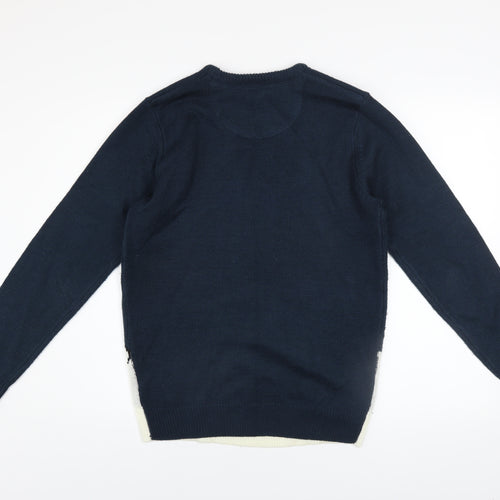 Easy Mens Blue Christmas Snowman Jumper Size S Holiday Knitwear