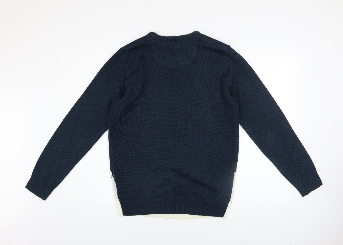 Easy Mens Blue Christmas Snowman Jumper Size S Holiday Knitwear