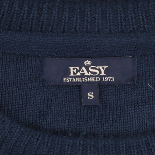 Easy Mens Blue Christmas Snowman Jumper Size S Holiday Knitwear