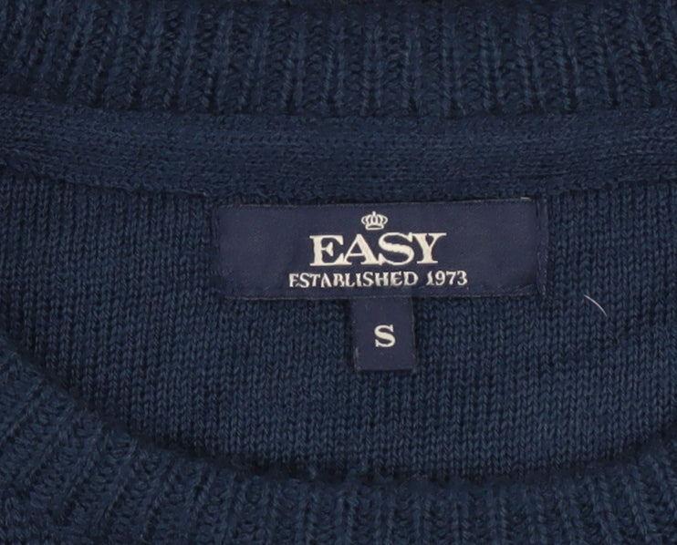 Easy Mens Blue Christmas Snowman Jumper Size S Holiday Knitwear