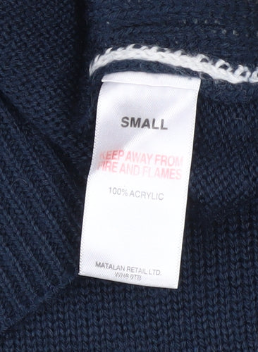 Easy Mens Blue Christmas Snowman Jumper Size S Holiday Knitwear