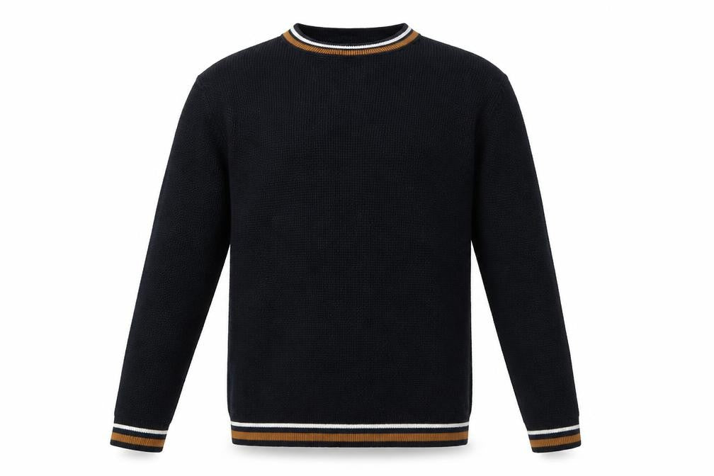New Look Men Blue Cotton Crew Neck Waffle Knit Jumper Size L