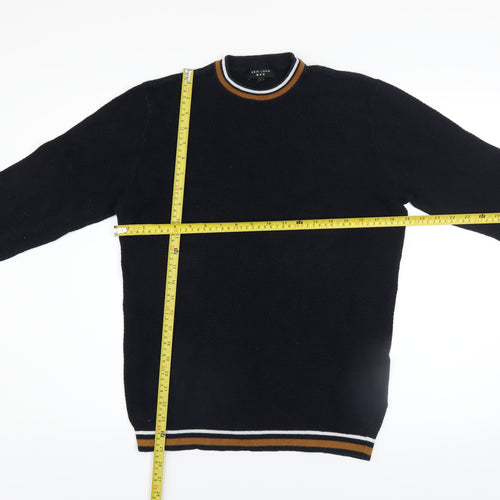 New Look Men Blue Cotton Crew Neck Waffle Knit Jumper Size L