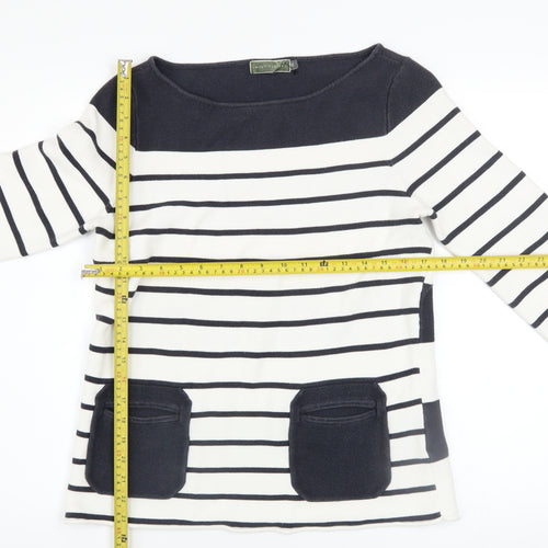 Mint Velvet Women’s Blue Striped Cotton Boat Neck Jumper Size 12