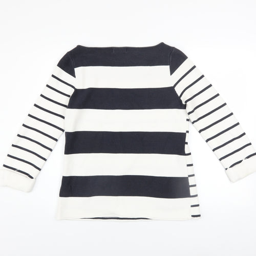 Mint Velvet Women’s Blue Striped Cotton Boat Neck Jumper Size 12