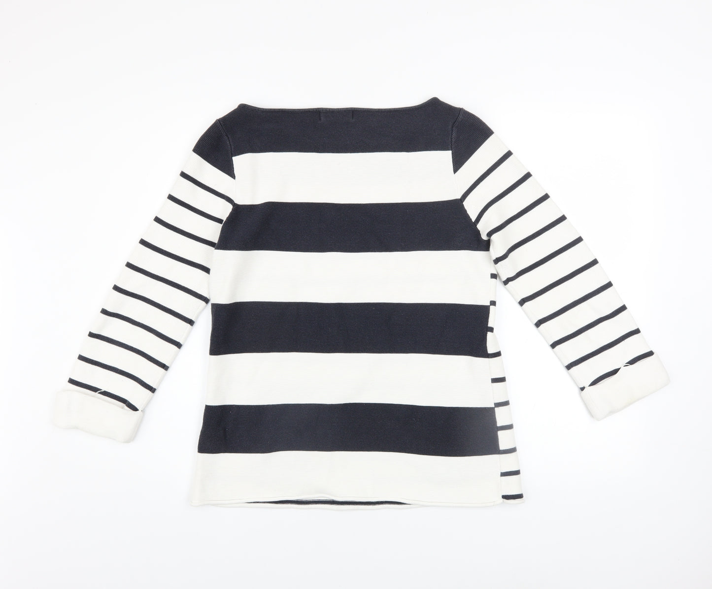Mint Velvet Women’s Blue Striped Cotton Boat Neck Jumper Size 12