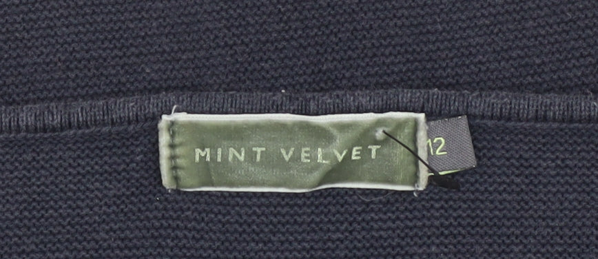 Mint Velvet Women’s Blue Striped Cotton Boat Neck Jumper Size 12