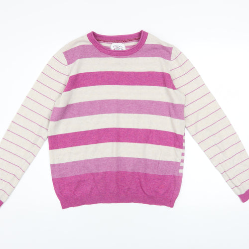Mantaray Women’s Pink Striped Crew Neck Jumper Size 12