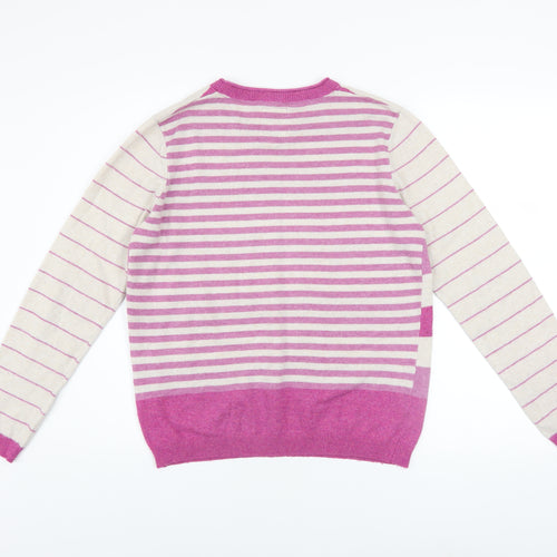 Mantaray Women’s Pink Striped Crew Neck Jumper Size 12