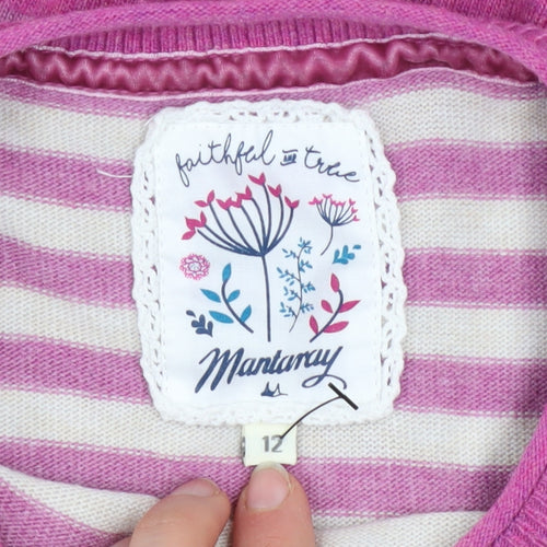 Mantaray Women’s Pink Striped Crew Neck Jumper Size 12