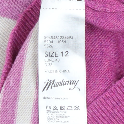 Mantaray Women’s Pink Striped Crew Neck Jumper Size 12