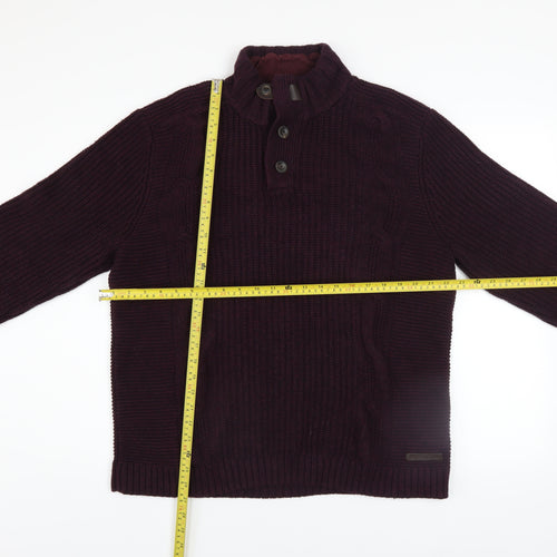Ted Baker Mens Purple Cable-Knit Henley Jumper Size XL