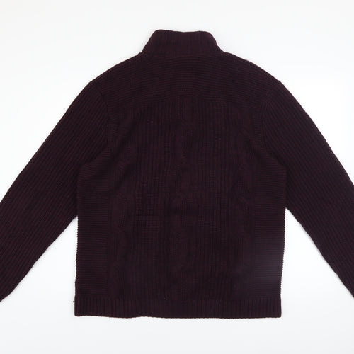 Ted Baker Mens Purple Cable-Knit Henley Jumper Size XL