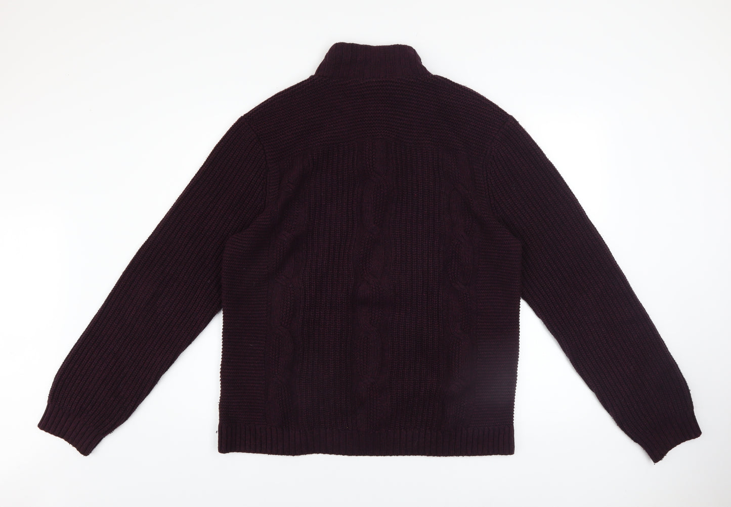 Ted Baker Mens Purple Cable-Knit Henley Jumper Size XL