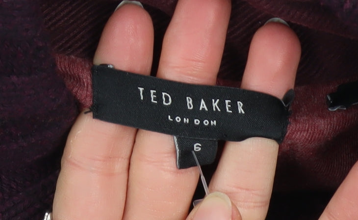 Ted Baker Mens Purple Cable-Knit Henley Jumper Size XL