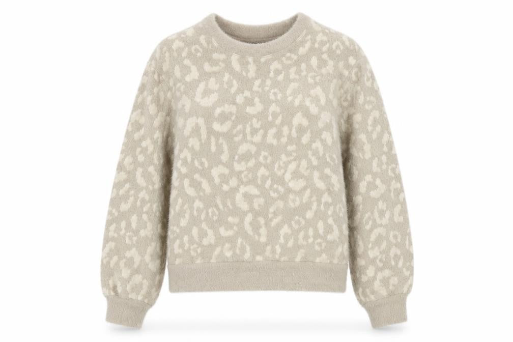 Front view of Marks & Spencer Women Beige Animal Print jumper XS