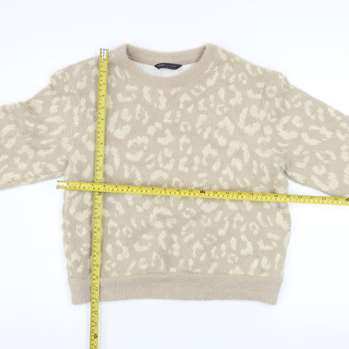Marks and Spencer Women Beige Animal Print Pullover Jumper XS