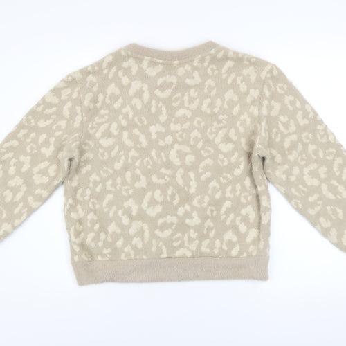 Marks and Spencer Women Beige Animal Print Pullover Jumper XS