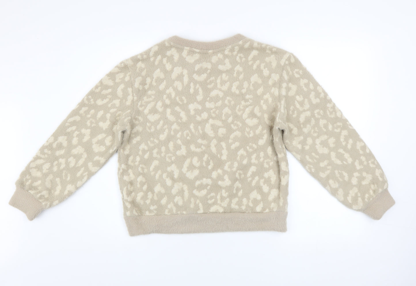 Marks and Spencer Women Beige Animal Print Pullover Jumper XS