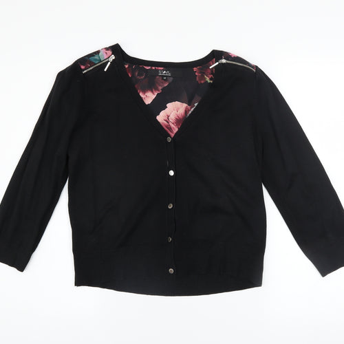 Star by Julien Macdonald Women's Black Floral Zip Cardigan Size 12