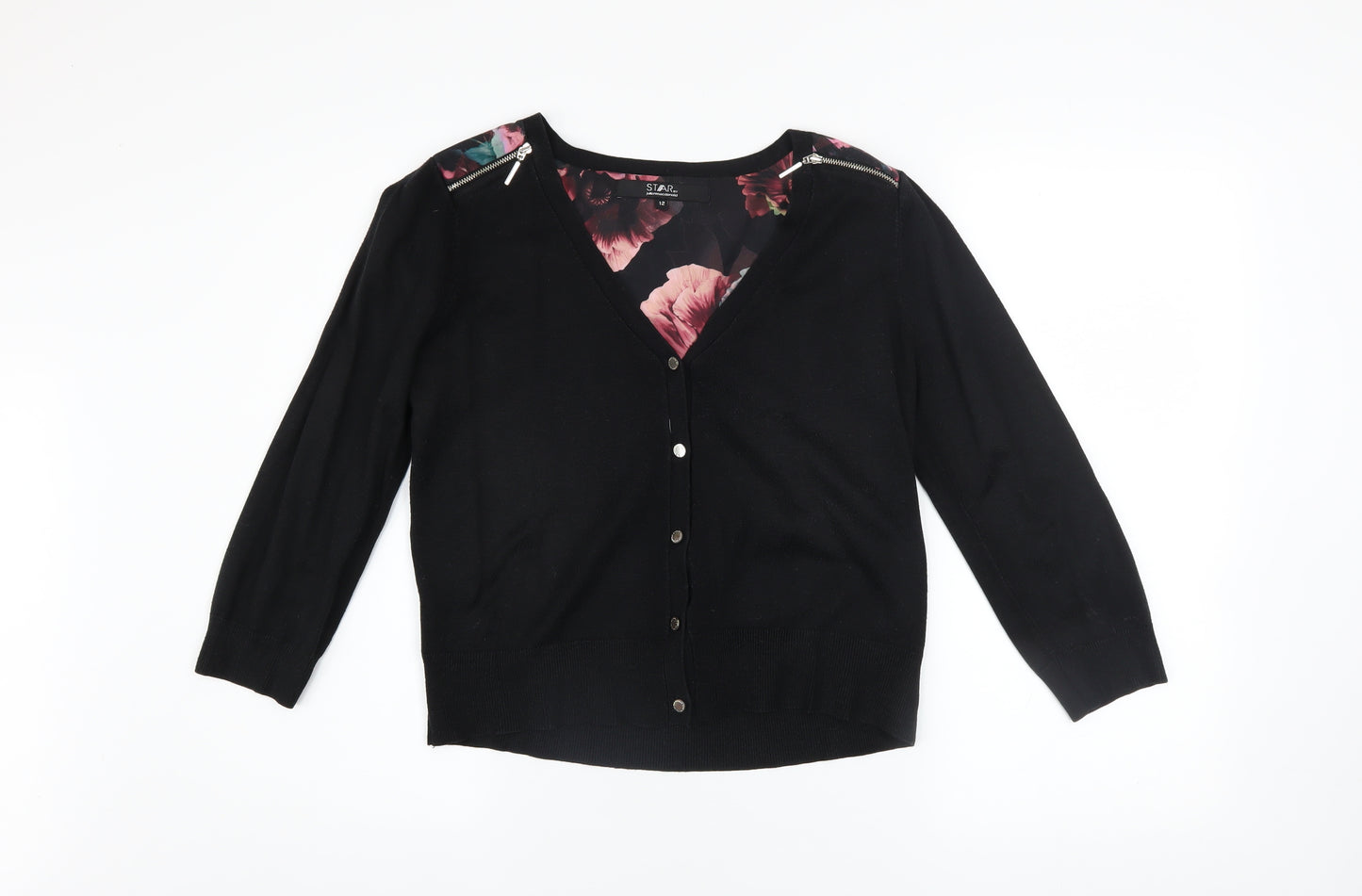 Star by Julien Macdonald Women's Black Floral Zip Cardigan Size 12