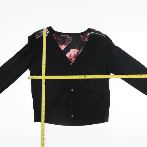 Star by Julien Macdonald Women's Black Floral Zip Cardigan Size 12