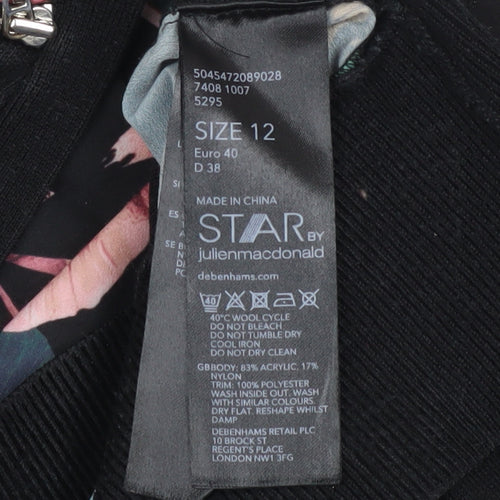 Star by Julien Macdonald Women's Black Floral Zip Cardigan Size 12
