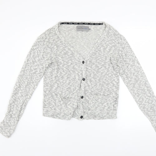 Calvin Klein Jeans Women's Grey Cotton Blend V-Neck Cardigan Size S