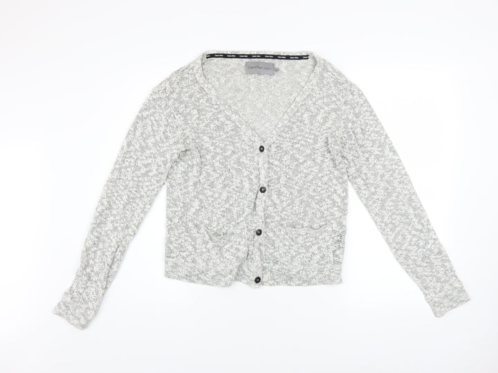 Calvin Klein Jeans Women's Grey Cotton Blend V-Neck Cardigan Size S