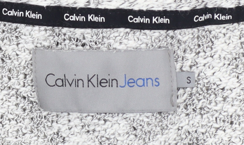 Calvin Klein Jeans Women's Grey Cotton Blend V-Neck Cardigan Size S