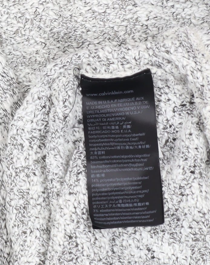 Calvin Klein Jeans Women's Grey Cotton Blend V-Neck Cardigan Size S