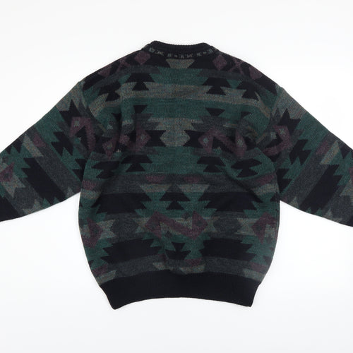 Burton Men's Multicoloured Aztec Wool Blend Crew Neck Jumper M
