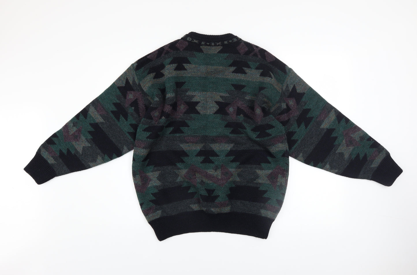Burton Men's Multicoloured Aztec Wool Blend Crew Neck Jumper M