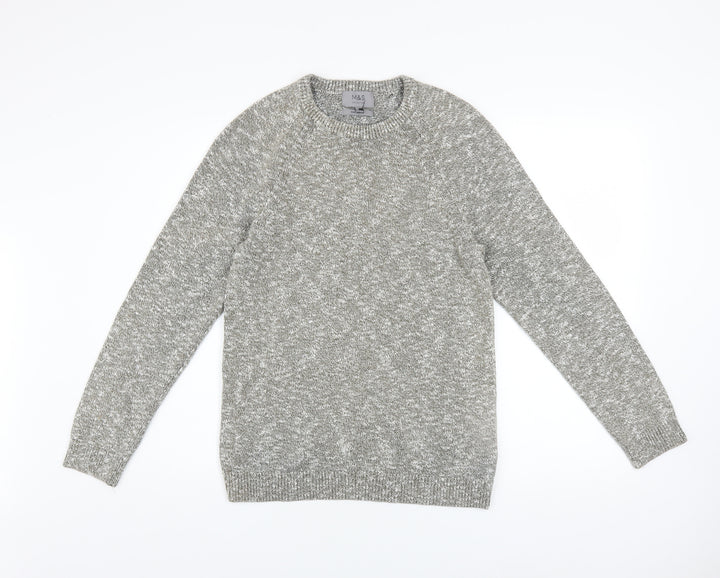 Marks and Spencer Men's Grey Cotton Crew Neck Jumper Size S