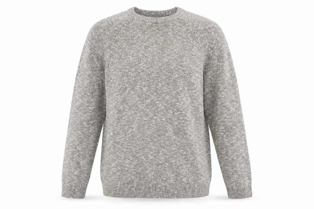 Front view of Marks & Spencer Men's Grey Cotton Crew Neck Jumper, size S