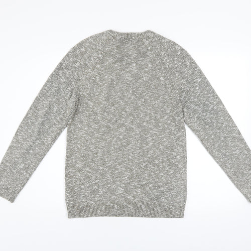 Marks and Spencer Men's Grey Cotton Crew Neck Jumper Size S