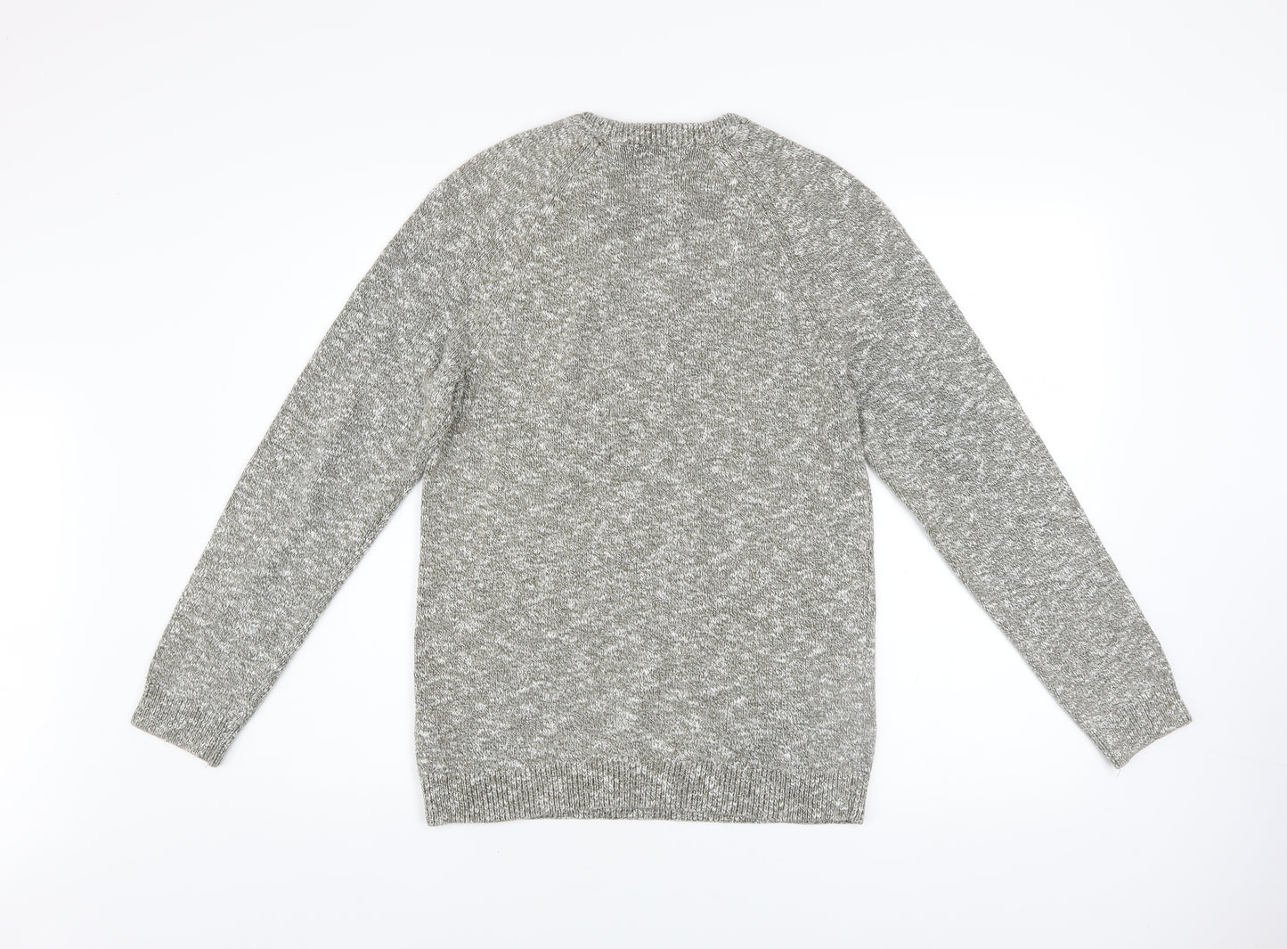 Marks and Spencer Men's Grey Cotton Crew Neck Jumper Size S