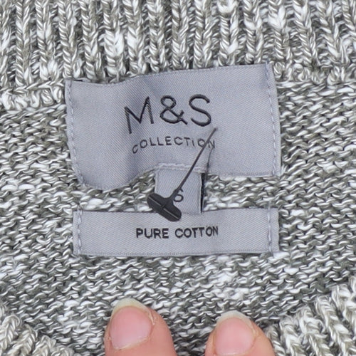 Marks and Spencer Men's Grey Cotton Crew Neck Jumper Size S