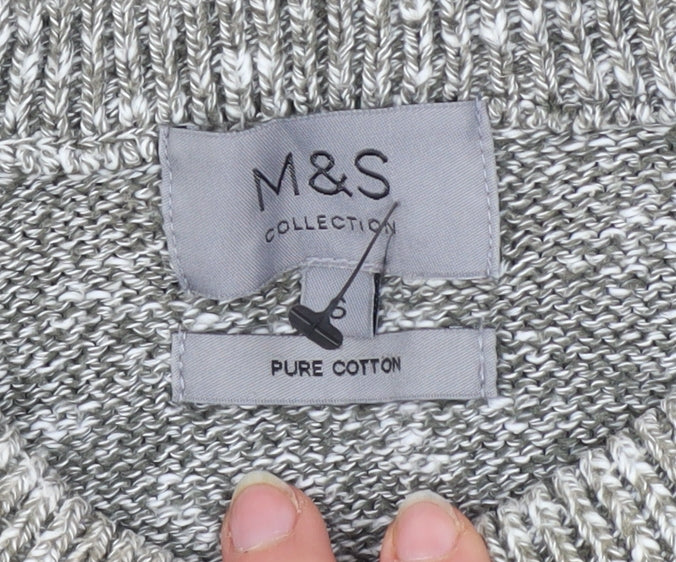 Marks and Spencer Men's Grey Cotton Crew Neck Jumper Size S