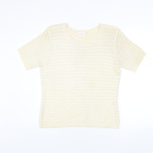 Country Casuals Women’s Ivory Knit Short Sleeve Top Size L