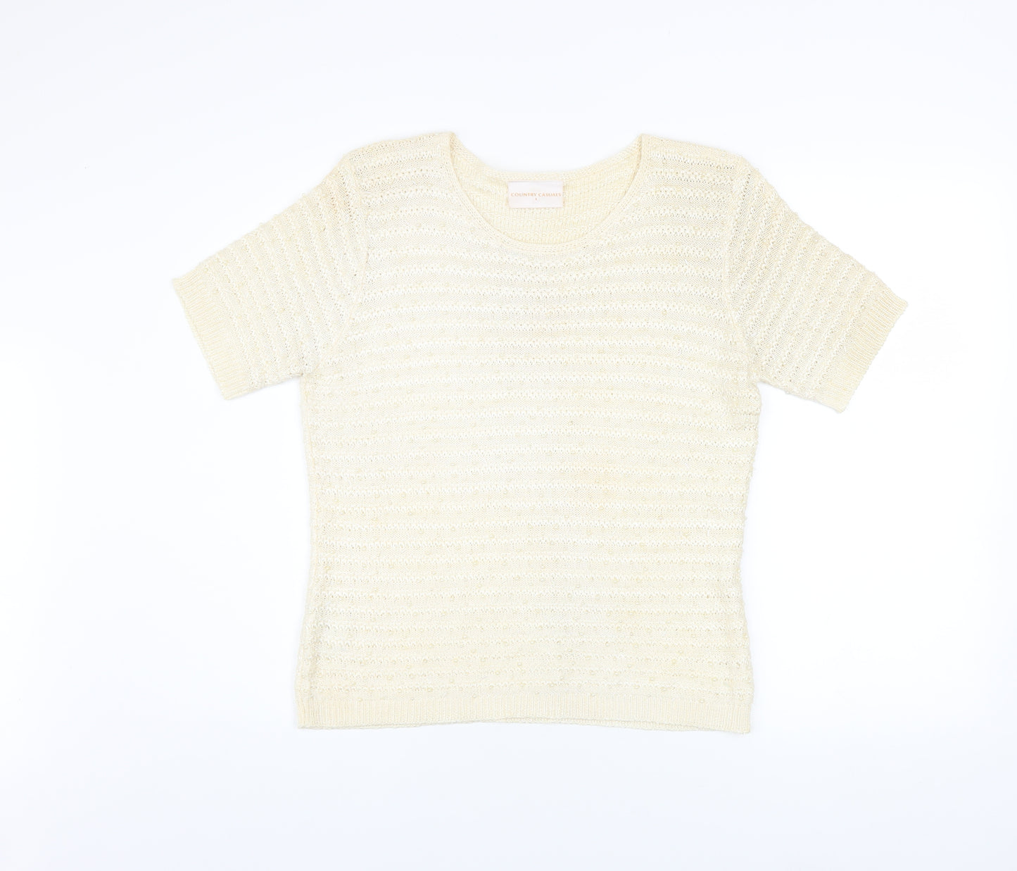 Country Casuals Women’s Ivory Knit Short Sleeve Top Size L