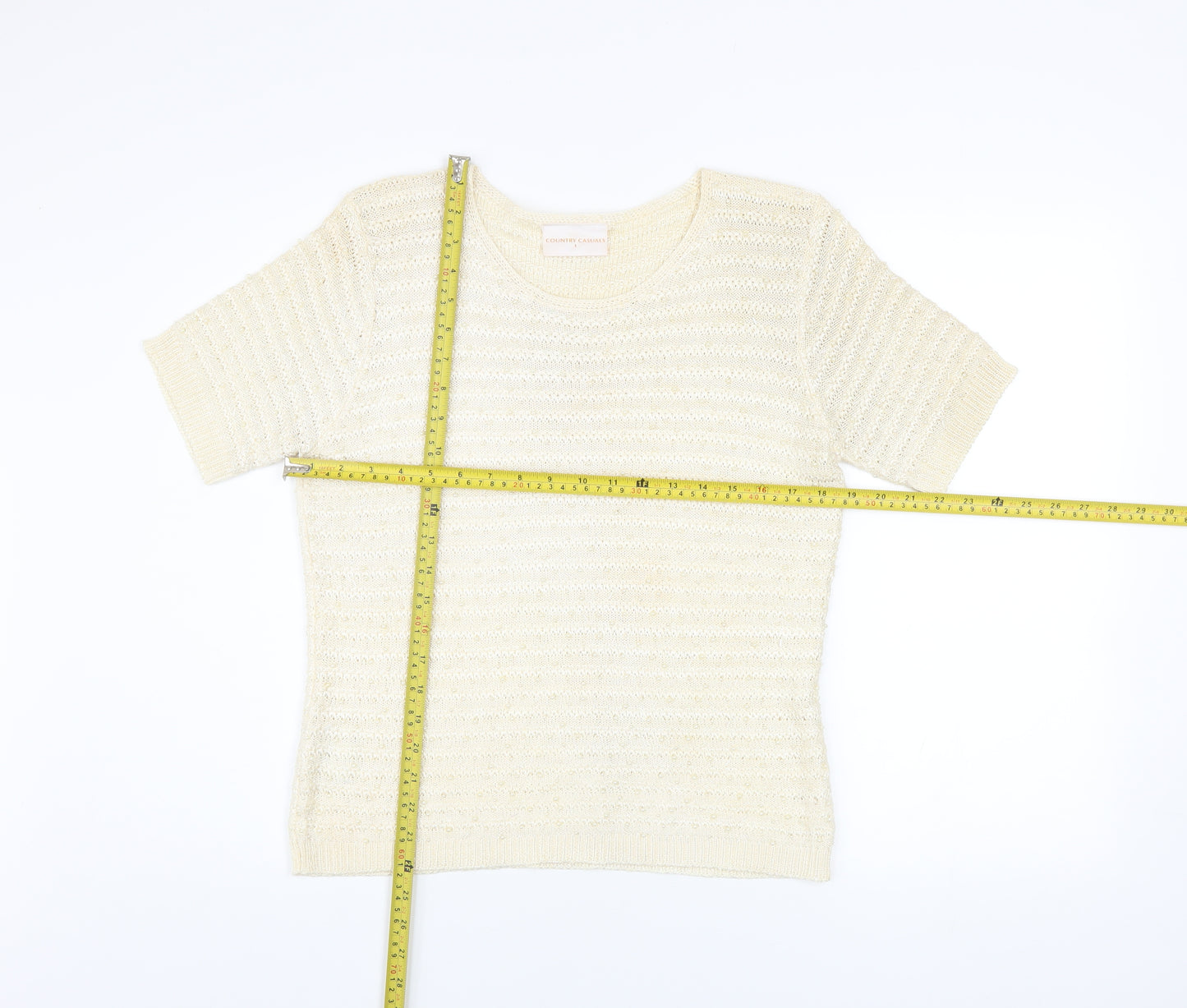 Country Casuals Women’s Ivory Knit Short Sleeve Top Size L