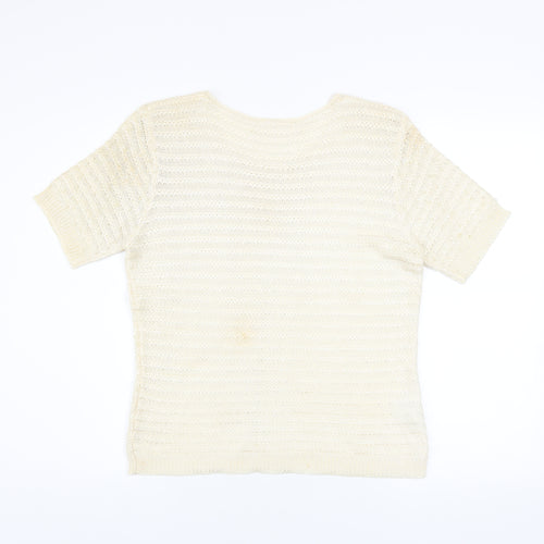 Country Casuals Women’s Ivory Knit Short Sleeve Top Size L