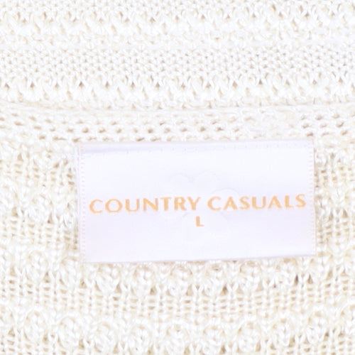Country Casuals Women’s Ivory Knit Short Sleeve Top Size L