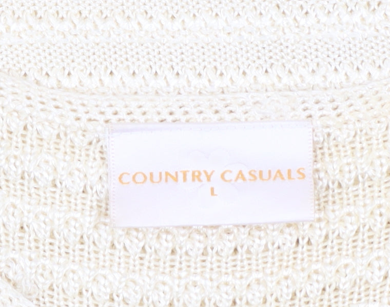 Country Casuals Women’s Ivory Knit Short Sleeve Top Size L