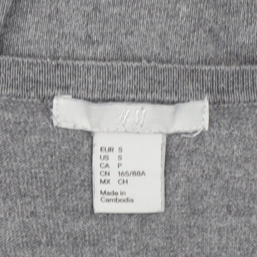 H&M Women’s Grey V-Neck Lace Trim Button Cardigan Size 8